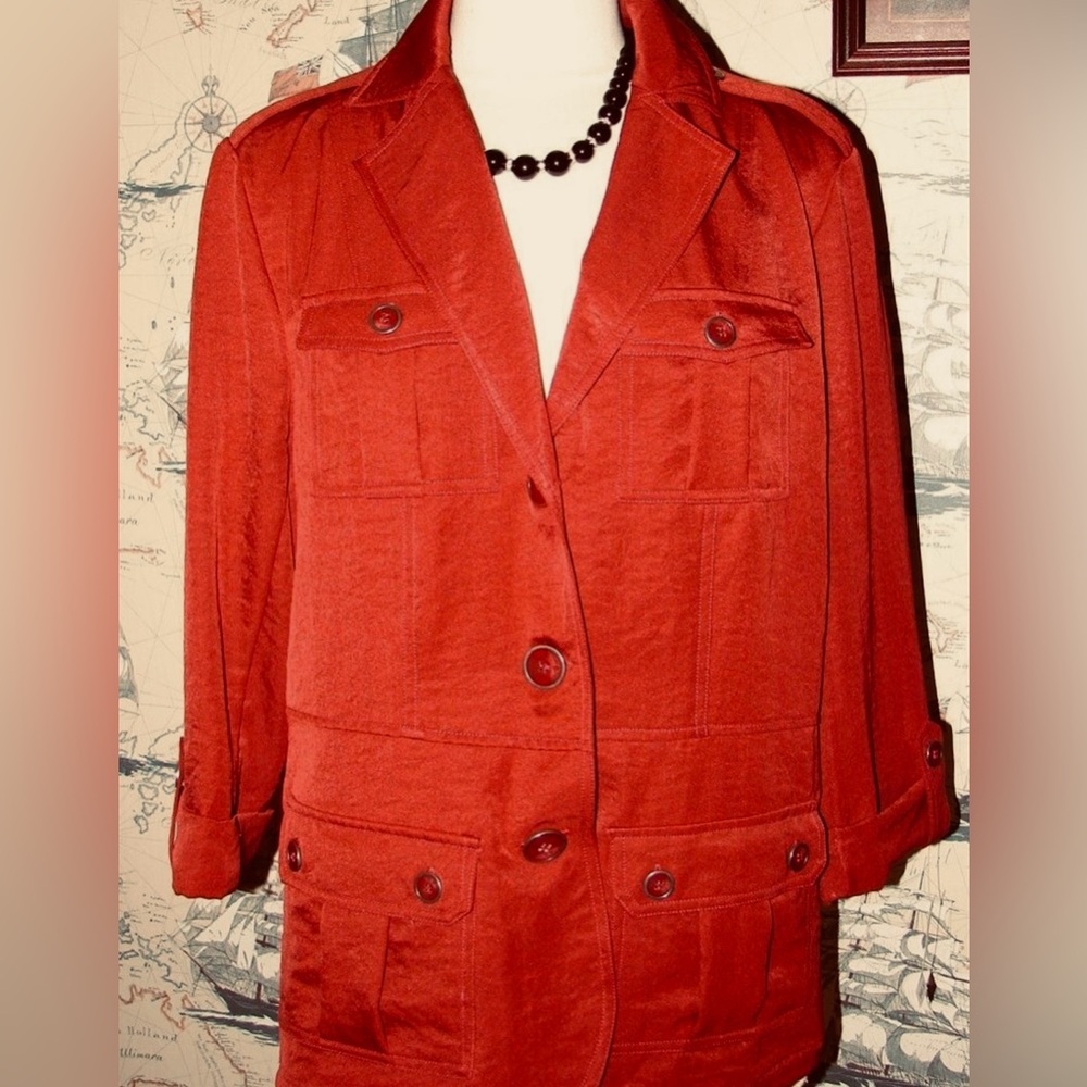 Dressbarn Rust Lightweight Utility Jacket - Picture 6 of 6